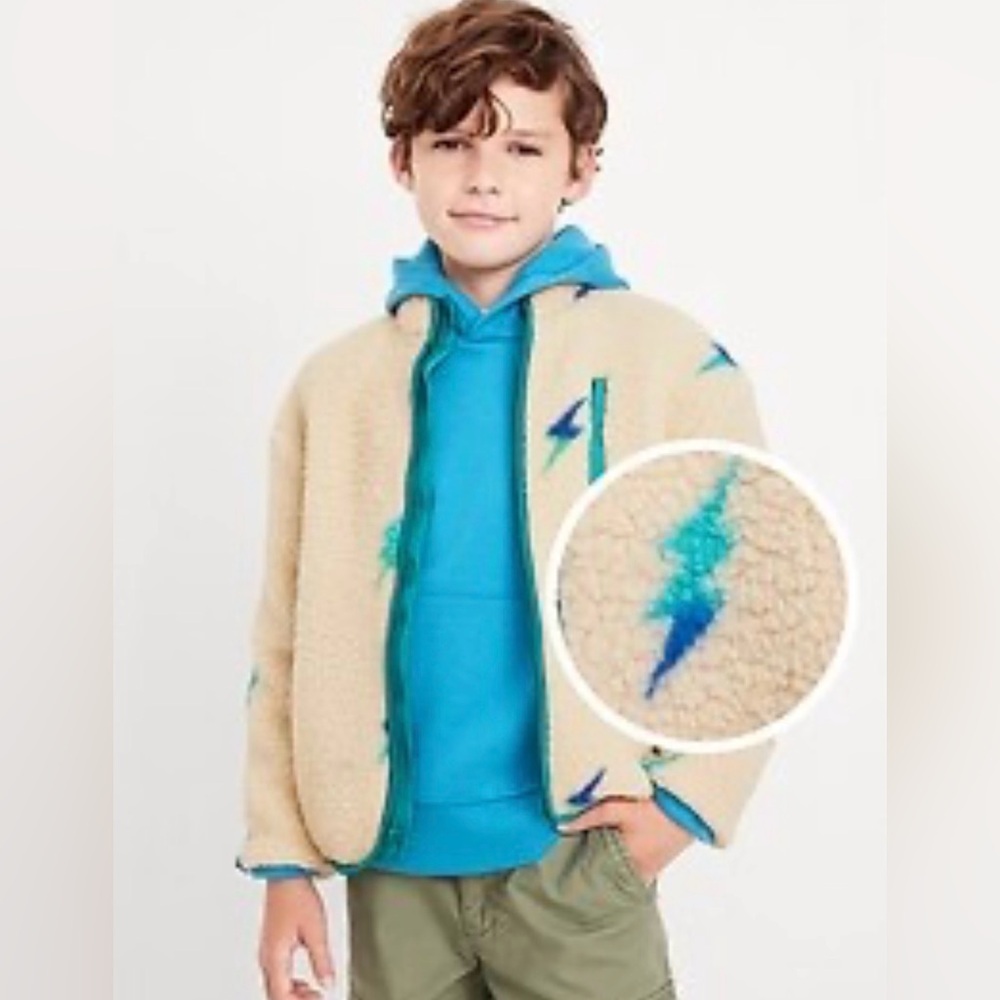 Boys Sherpa zip up‎ sweater size L 10-12